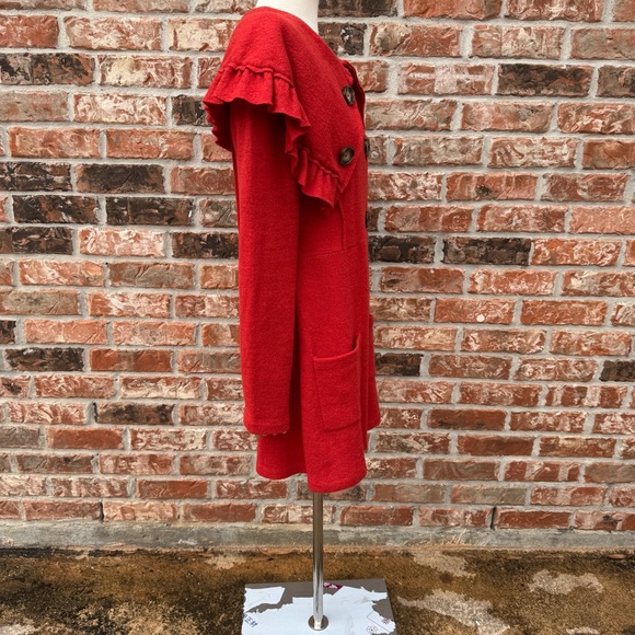 Anthropologie orange wool coat with ruffled collar HWR / M / Excellent condition - Picture 12 of 15